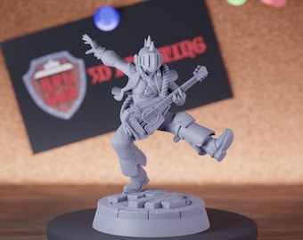 College of Swords Bard Miniature Armored Guitar Mini Dungeons and Dragons Mini RPG Tabletop Miniature DnD Painting Pathfinder 5e DnD | Cnp