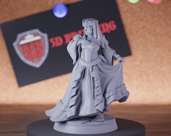 Mittelalterliche Dame, Miniatur einer adligen Frau, Dungeons & Dragons RPG Tabletop Miniatur, DnD Bemalung, Pathfinder 5e DnD | CnP