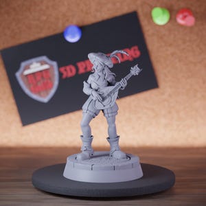 Female Human Bard Miniature Lute Mini Dungeons and Dragons Mini RPG Tabletop Miniature DnD Painting Pathfinder 5e DnD | Cnp
