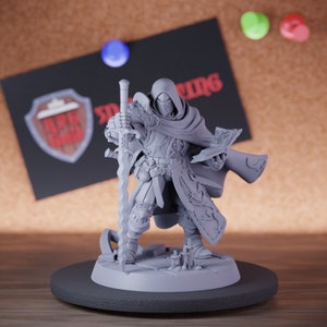 Battle Mage Miniature Wizard Mini Dungeons and Dragons Mini RPG Tabletop Miniature DnD Painting Pathfinder 5e DnD | AG