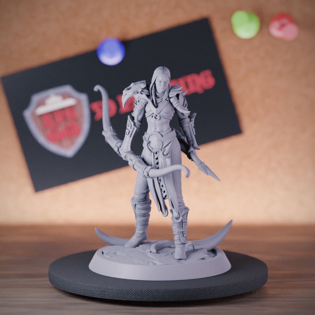 Female Human Archer Miniature Bow Chief Mini Dungeons and Dragons Mini RPG Tabletop Miniature DnD Painting Pathfinder 5e DnD | LoP