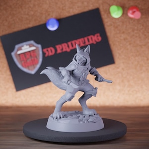 Foxfolk Rogue Miniature Two Daggers Vixen Mini Dungeons and Dragons Mini RPG Tabletop Miniature DnD Painting Pathfinder 5e DnD | Cnp
