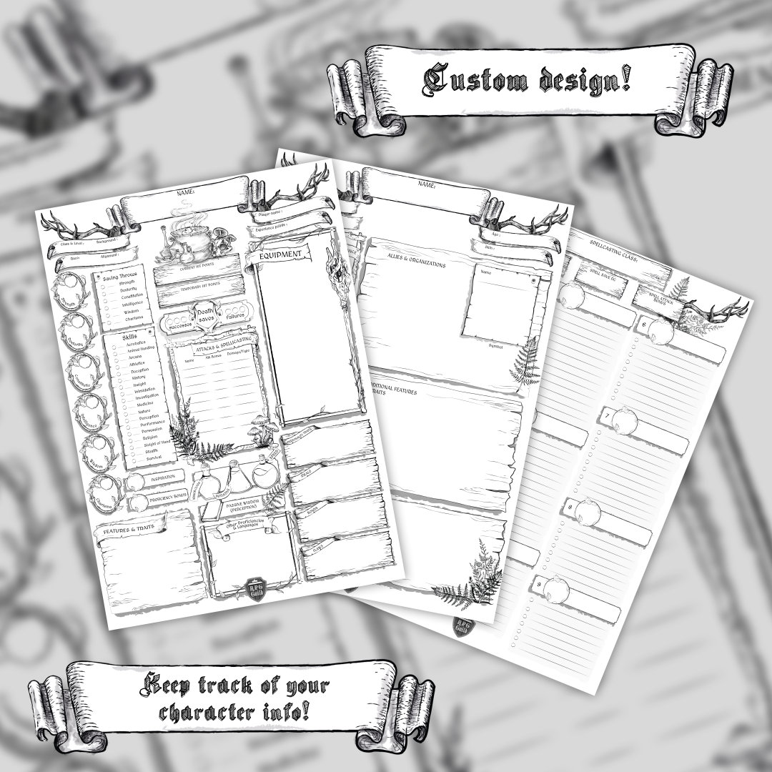 Dnd 5e Character Sheet Druid Printable and Fillable PDF D&D 5e - Etsy