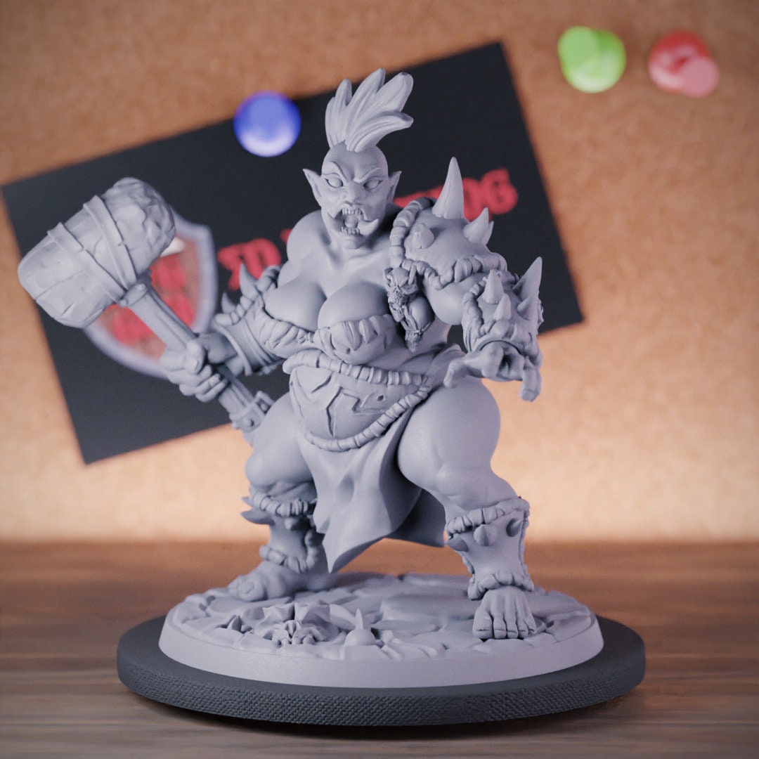Female Ogre Warrior Miniature Orc Monster Mini Dungeons and Dragons Mini RPG Tabletop Miniature DnD Painting Pathfinder 5e DnD | AG