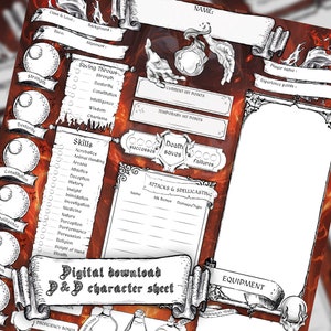 Dnd 5e Character Sheet Sorcerer Printable and Fillable PDF D&amp;D 5e ...