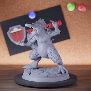 Crocodilefolk Monster Miniature Swamp Creature Mini Dungeons and Dragons RPG Tabletop Miniature DnD Painting Pathfinder 5e DnD | Cnp