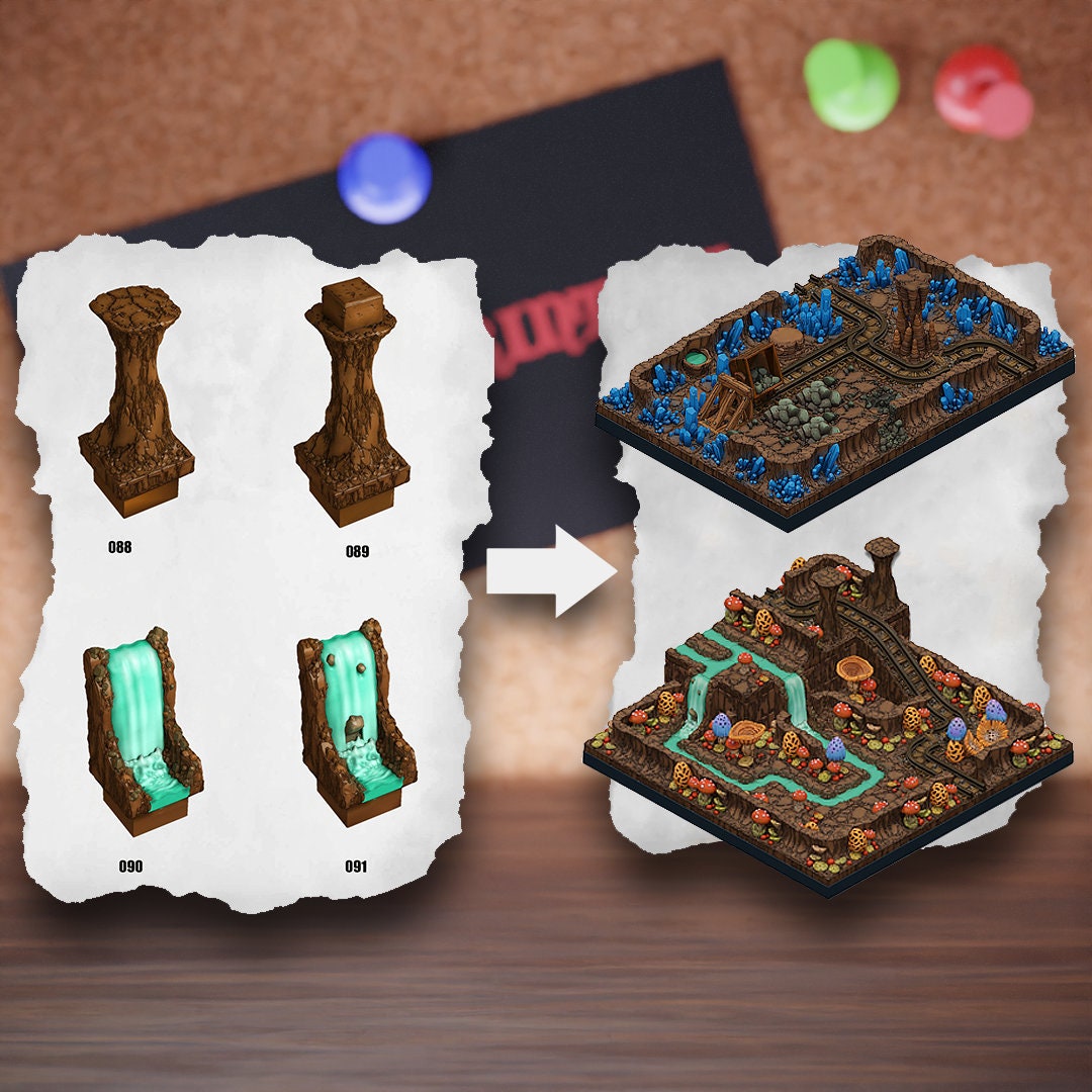 Modular Cave Terrain Tiles Underground Cavern Blocks Mine Tabletop ...