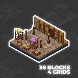 DnD Town Terrain Trading Point Tiles Dungeon Modular Medieval City Bundle Village DnD RPG Games Dungeon and Dragons D&D Gift