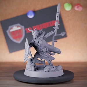 Tiefling Female Warrior Miniature Fighter Mini Dungeons and Dragons Mini RPG Tabletop Miniature DnD Painting Pathfinder 5e DnD | DB