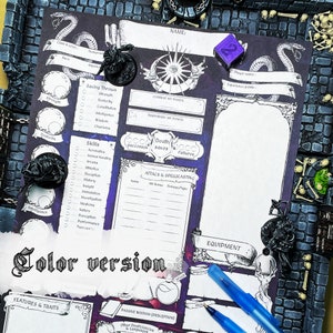Dnd 5e Character Sheet Warlock Printable and Fillable PDF D&amp;D 5e ...