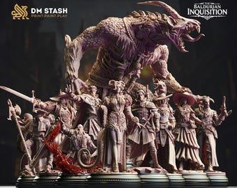 The Baldurian Inquisition D&D Miniature Set | 32mm-75mm | Resin 3D Printed Pathfinder Mini | DMS