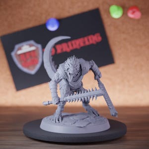 Grimscale Lizardman Miniature Sword Attack Mini Dungeons and Dragons Mini RPG Tabletop Miniature DnD Painting Pathfinder 5e DnD | Lop