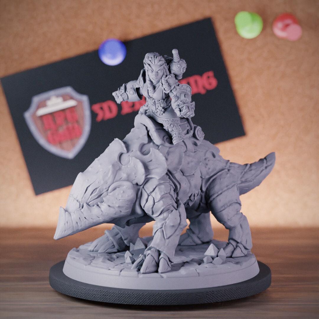 Gnome Raptor Rider Female Gnome Rider Miniature Gnome Mini Dungeons and Dragons Mini RPG ...