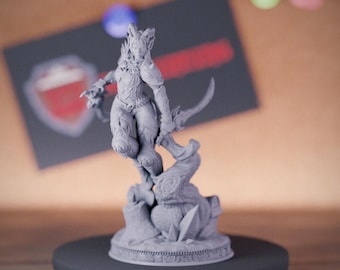 Tiefling Female Rogue Miniature | 28mm-75mm | Resin 3D Printed D&D Pathfinder Mini | DMS