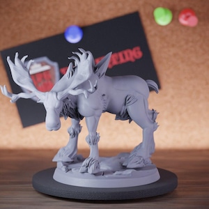Forest Moose Mount Miniature | 28mm-38mm | Resin 3D Printed D&D Pathfinder Mini | CnP