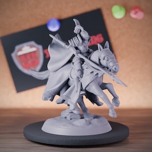 Mounted Knight Miniature Dungeons and Dragons Mini RPG Tabletop Miniature DnD Painting Pathfinder 5e DnD | GM