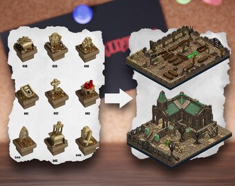 Losetas modulares de terreno de cementerio / Bloques de necrópolis de cementerio / Terreno de mesa de cripta / Pathfinder D&D 5e
