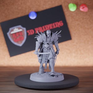 Samurai Skeleton Miniature Dual Sword Walk Mini Dungeons and Dragons Mini RPG Tabletop Miniature DnD Painting Pathfinder 5e DnD | Lop
