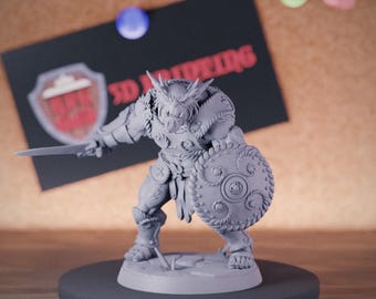 Bugbear Barbarian Warrior Miniature | 28mm-38mm | Resin 3D Printed D&D Pathfinder Mini | AG