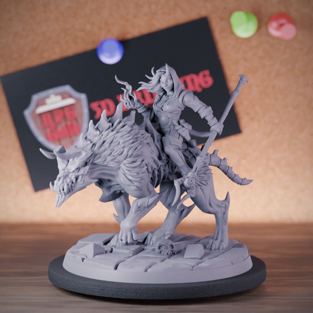 Tiefling Demonhound Rider Miniature Warrior Mini Dungeons and Dragons ...