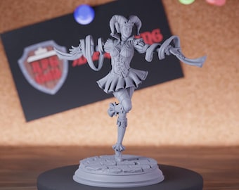 Vampire Female Jester Miniature | 28mm-75mm | Resin 3D Printed D&D Pathfinder Mini | DMS