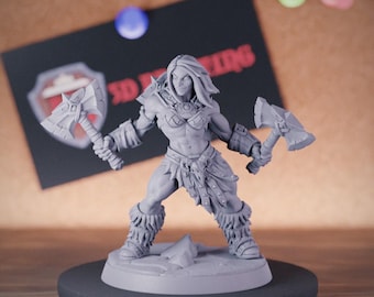 Campeona bárbara femenina Miniatura de mazmorras y dragones Mini RPG Miniatura de mesa DnD Pintura Pathfinder 5e DnD / AG
