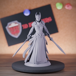 Miniatura de Cavaleira Guerreira Lutadora Mini Dungeons and Dragons Mini RPG Miniatura de Mesa DnD Pintura Pathfinder 5e DnD | LoP
