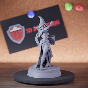 Female Witch Miniature Wizard Mini Dungeons and Dragons Mini RPG Tabletop Miniature DnD Painting Pathfinder 5e DnD | CnP