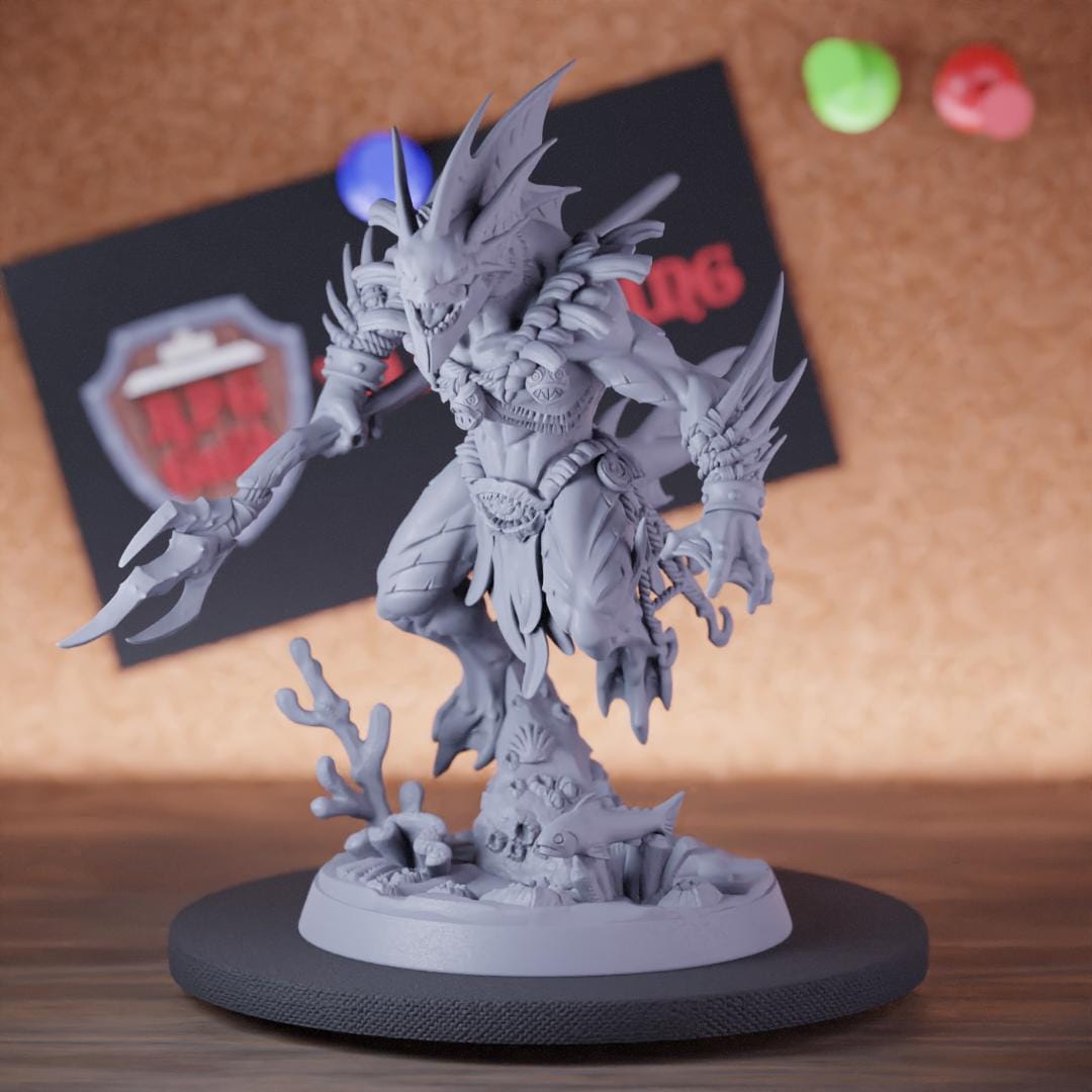 Triton Miniature Sea Warrior Mini Dungeons and Dragons Mini RPG Tabletop Miniature DnD Painting Pathfinder 5e DnD | AG