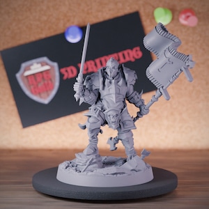 Human Fighter Miniature Heavy Armor Dungeons and Dragons Mini RPG Tabletop Miniature DnD Painting Pathfinder 5e DnD | CnP