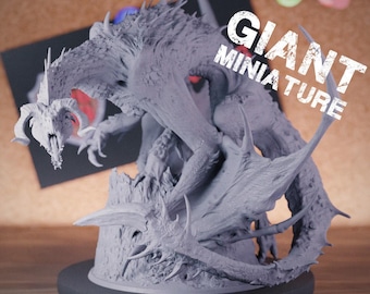 Black Chromatic Dragon Miniature | 28mm-38mm | Resin 3D Printed D&D Pathfinder Mini | LoP