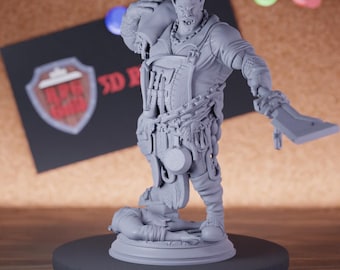 Orc Barbarian with Corpse Miniature | 28mm-75mm | Resin 3D Printed D&D Pathfinder Mini | DMS