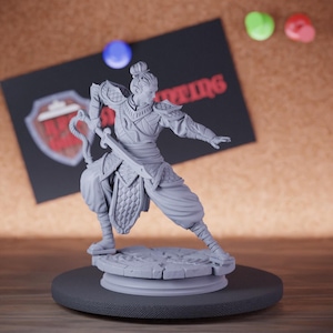 Elf Samurai Miniature Sword Warrior Mini Dungeons and Dragons Mini RPG Tabletop Miniature DnD Painting Pathfinder 5e DnD | DmS