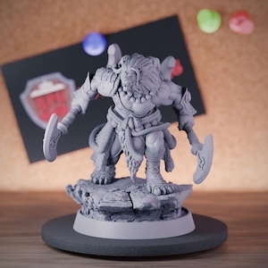 Leonin Warrior Miniature Dungeons and Dragons Mini RPG Tabletop Miniature DnD Painting Pathfinder 5e DnD | DB