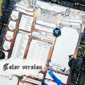 DnD 5e Character Sheet Fighter Printable And Fillable PDF D&D 5e Fighter Stat Sheet Dungeon and Dragons PDF File Digital Download RPG