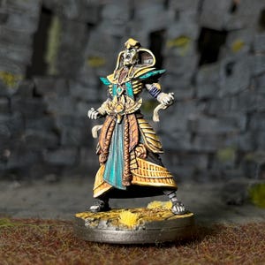 Undead Pharaoh Painted Miniature Dungeons and Dragons DnD RPG Mini Tabletop Pathfinder 5e Pathfinder Painter | Lizielim