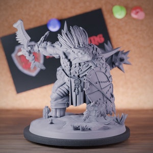 Lizardfolk Brute Miniature Monster Lizardmen Dungeons and Dragons Mini RPG Tabletop Miniature DnD Painting Pathfinder 5e DnD | CnP