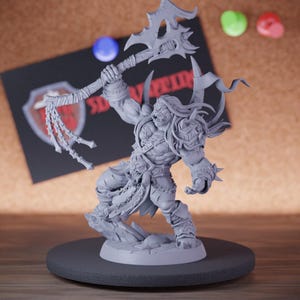 Orc King Miniature Warlord Fighter Mini Dungeons and Dragons RPG Tabletop Miniature DnD Painting Pathfinder 5e DnD | AG