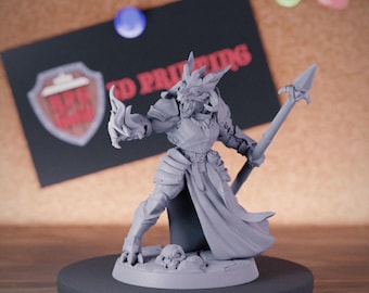 Miniatura de héroe brujo Dragonborn, hoja maleficio, minijuego de mazmorras y dragones, minijuego de rol, miniatura de mesa, DnD, pintura, Pathfinder 5e, DnD/AG