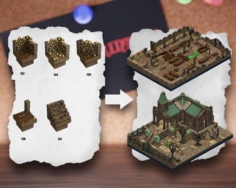 Losetas modulares de terreno de cementerio / Bloques de necrópolis de cementerio / Terreno de mesa de cripta / Pathfinder D&D 5e