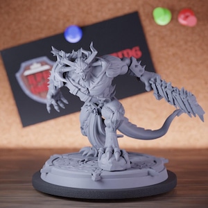 Demon Monster Miniature Cleaver Hellish Spawn Mini Dungeons and Dragons Mini RPG Tabletop Miniature DnD Painting Pathfinder 5e DnD | Cnp