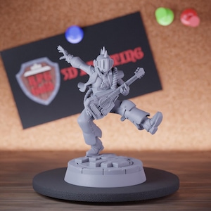College of Swords Bard Miniature Armored Guitar Mini Dungeons and Dragons Mini RPG Tabletop Miniature DnD Painting Pathfinder 5e DnD | Cnp