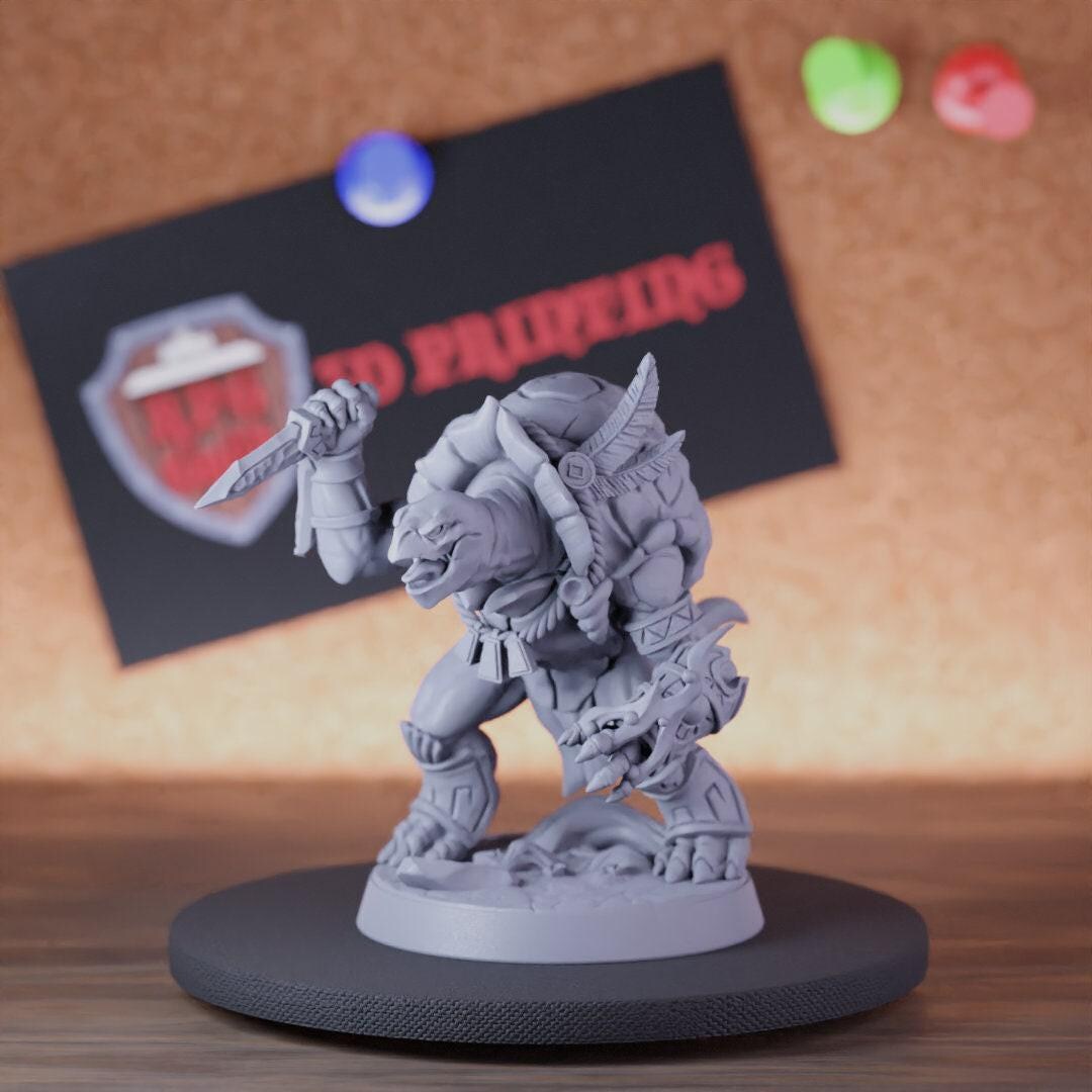 Turtlekin Tortolian Arcanist Turtlekin Miniature Tortle Mini Dungeons and Dragons ...
