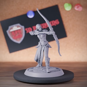 Female Human Archer Miniature Bow Guard Mini Dungeons and Dragons Mini RPG Tabletop Miniature DnD Painting Pathfinder 5e DnD | LoP