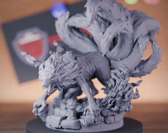 Fox Monster Spirit Miniature | 28mm-75mm | Resin 3D Printed D&D Pathfinder Mini | DMS