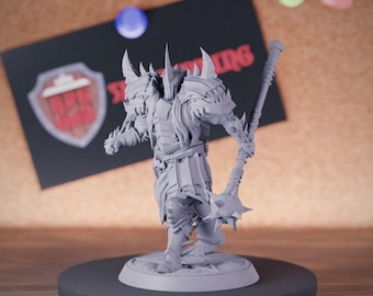 Cursed Knight Miniature Barbarian Mini Dungeons and Dragons Mini RPG Tabletop Miniature DnD Painting Pathfinder 5e DnD | LoP