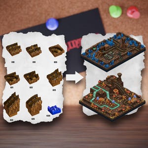 Modular Cave Terrain Tiles | Underground Cavern Blocks | Mine Tabletop Terrain | Pathfinder D&D 5e
