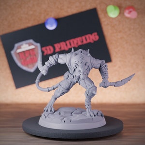 Skaven Rogue Miniature Ratmen Fighter Dungeons and Dragons Mini RPG Tabletop Miniature DnD Painting Pathfinder 5e DnD | CnP