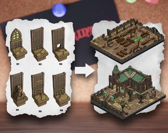 Losetas modulares de terreno de cementerio / Bloques de necrópolis de cementerio / Terreno de mesa de cripta / Pathfinder D&D 5e