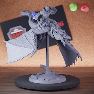 Wyvern Fighter Rider Miniatura Monstruo Mini Dungeons and Dragons Mini RPG Miniatura de mesa DnD Pintura Pathfinder 5e DnD / AG